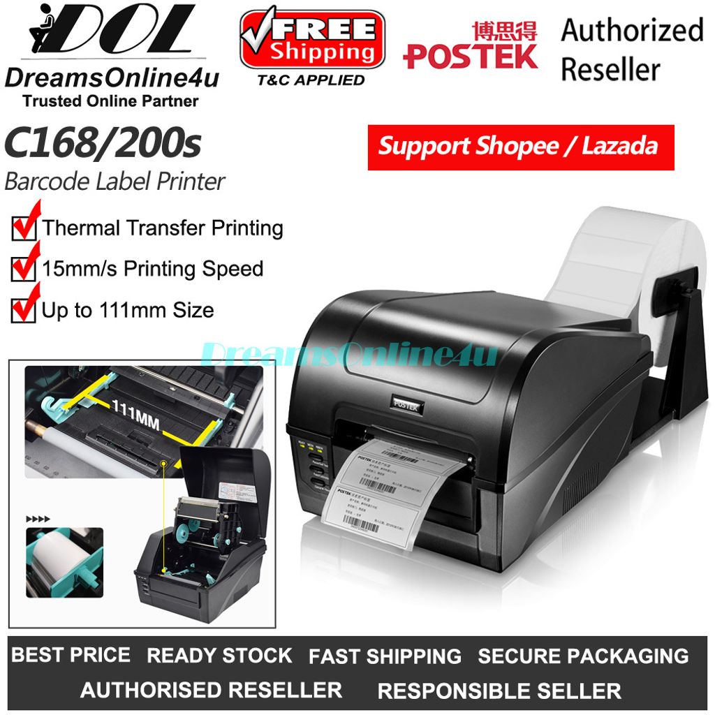 POSTEK C168 200S Thermal Transfer Barcode Label Printer Price Tag