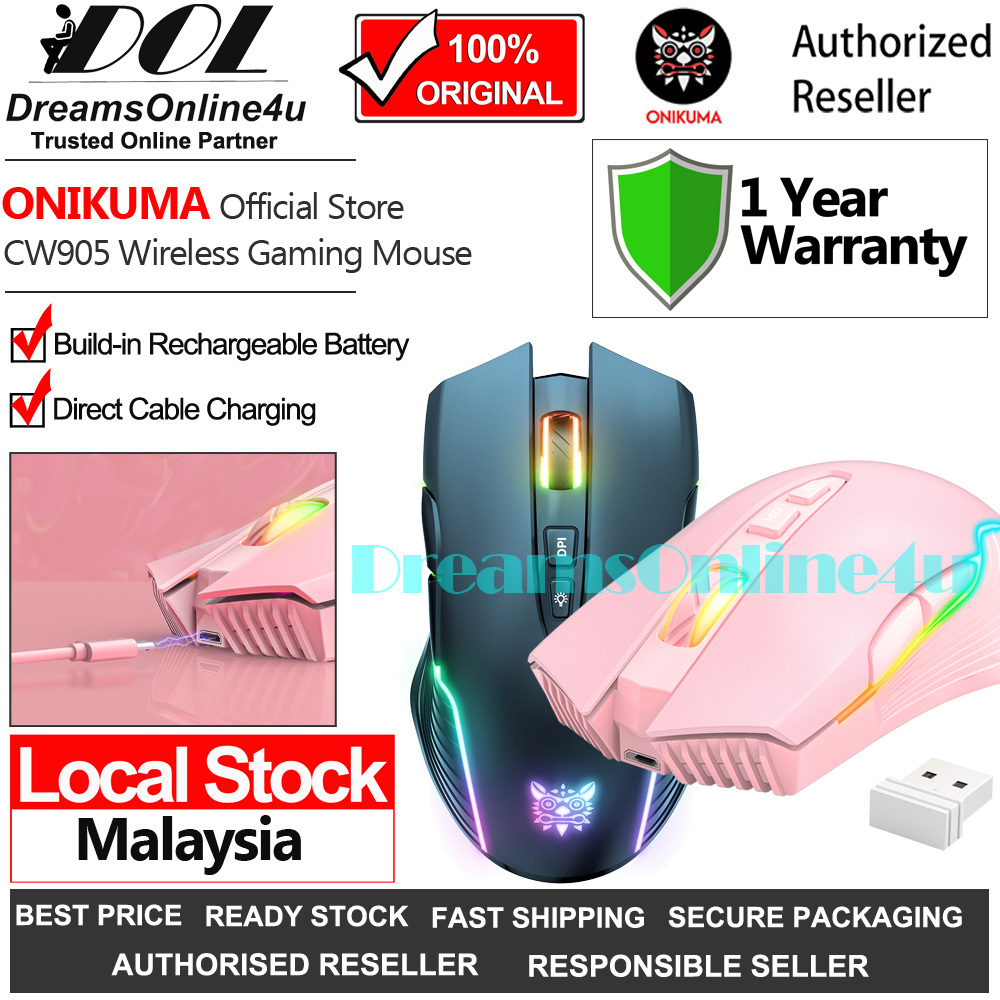 Onikuma CW905 Professional RGB Wireless Gaming Mouse Build-in Rechargeable  700mAh Battery 7 Keys 3600 DPI – DreamsOnline4u