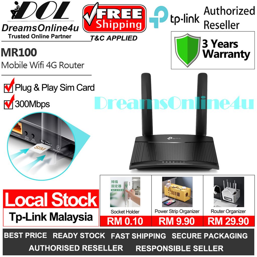 Tp Link Tl Mr100 Mr100 300mbps Wireless N 4g Lte Router Modem Wifi Sim Card Digi Maxis Celcom Yes Umobile Unifi 3 Years Warranty Dreamsonline4u