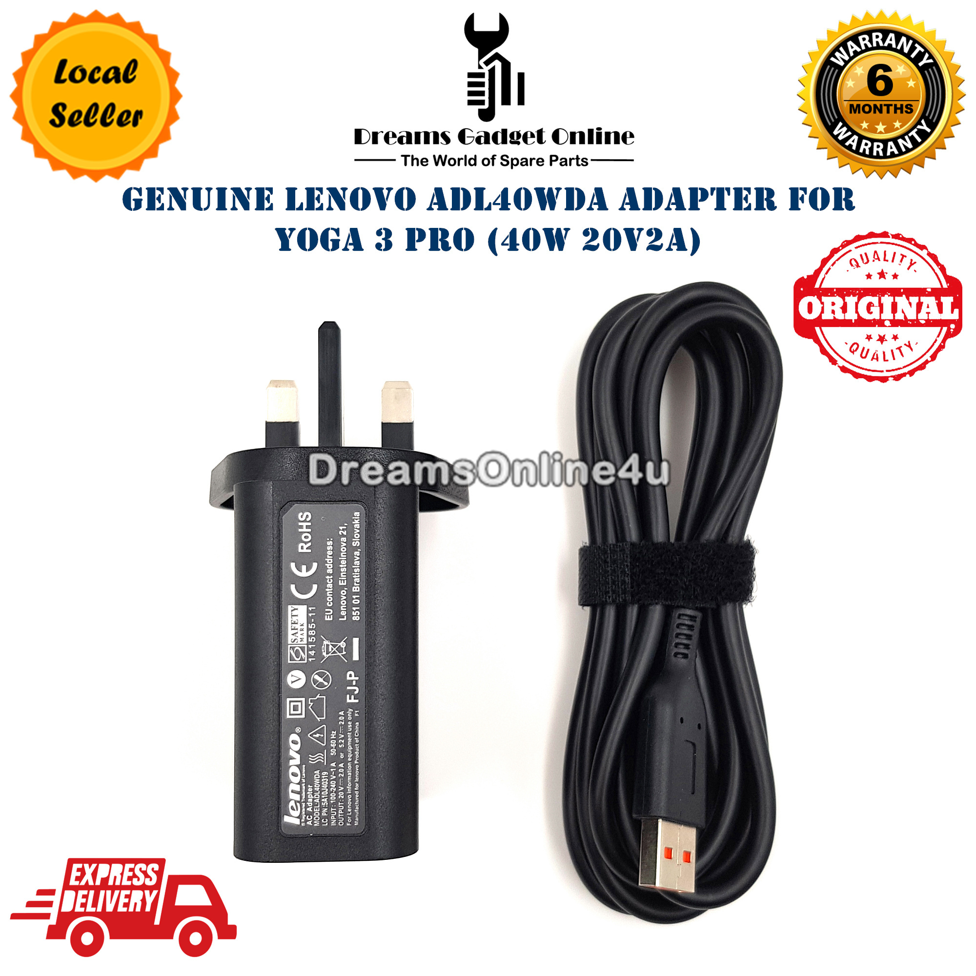 Genuine LENOVO ADL40WDA 20V 2A 40W Power Adapter for LENOVO Yoga 3 Pro UK  Version – DreamsOnline4u