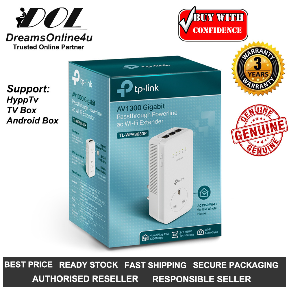 TP-LINK WPA8630P Kits AV1300 3-port Gigabit Passthrough Powerline ac Wi-Fi  Kit 3 Years Warranty – DreamsOnline4u