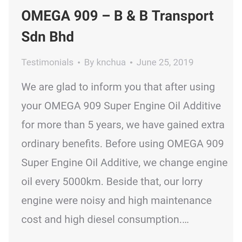 Customer use Omega 909
