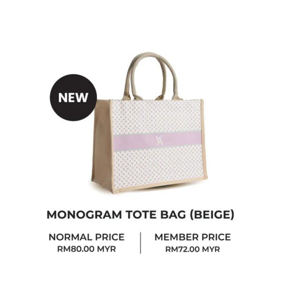 AVENYS Monogram Tote Bag Beige