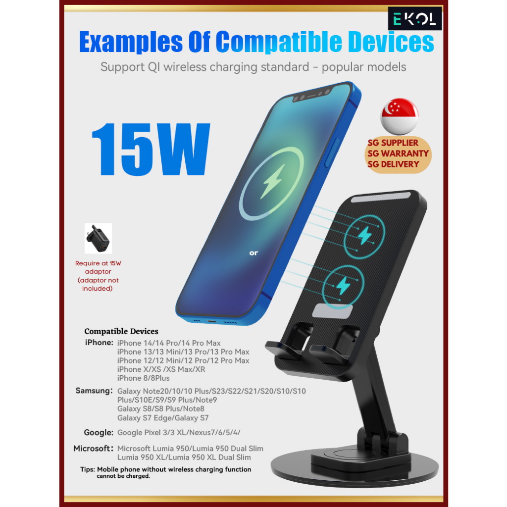 wireless charging stand for mobile phones