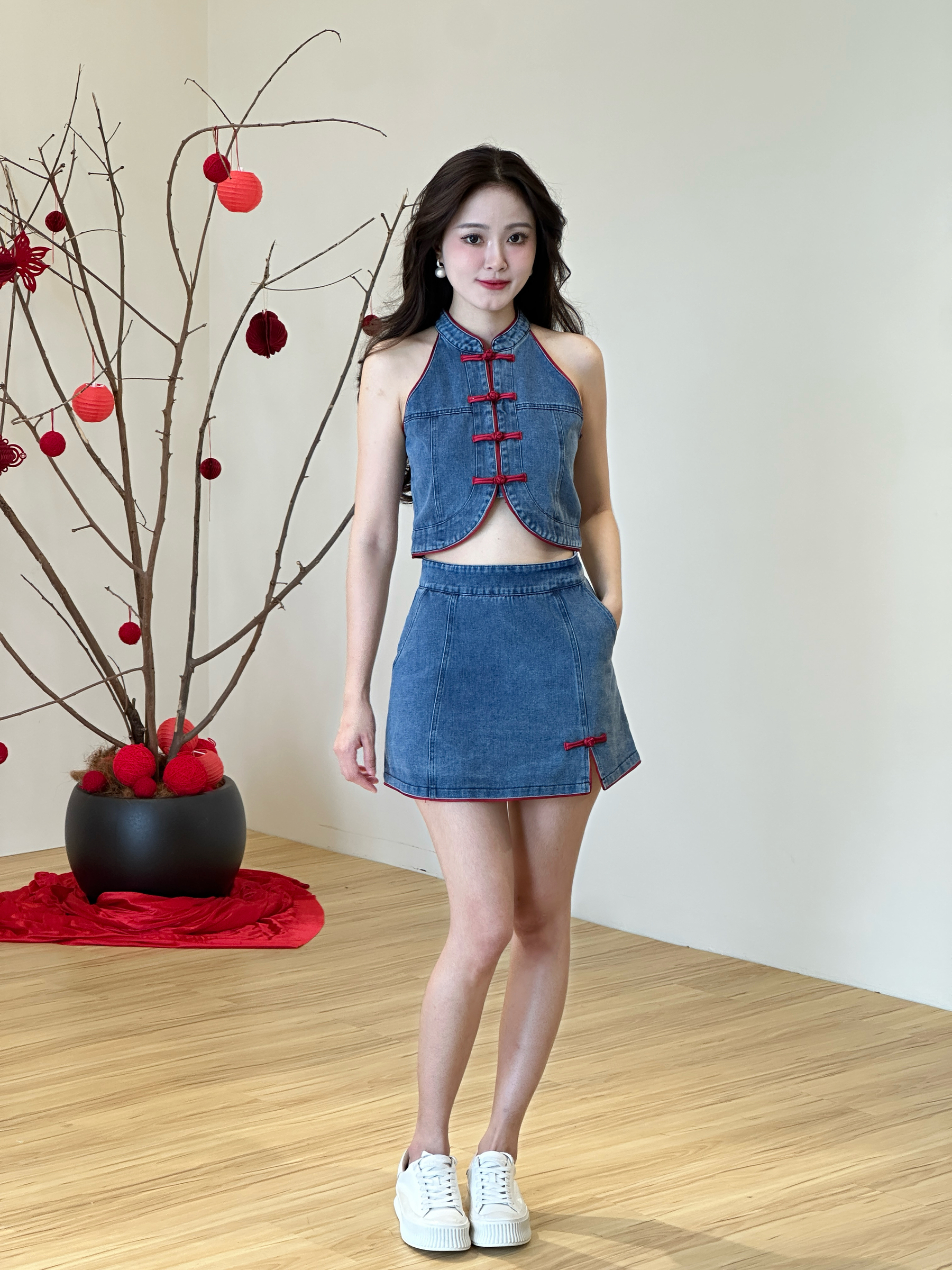 Jenelle Denim mandarin set - 2 colors – Room Of Jae