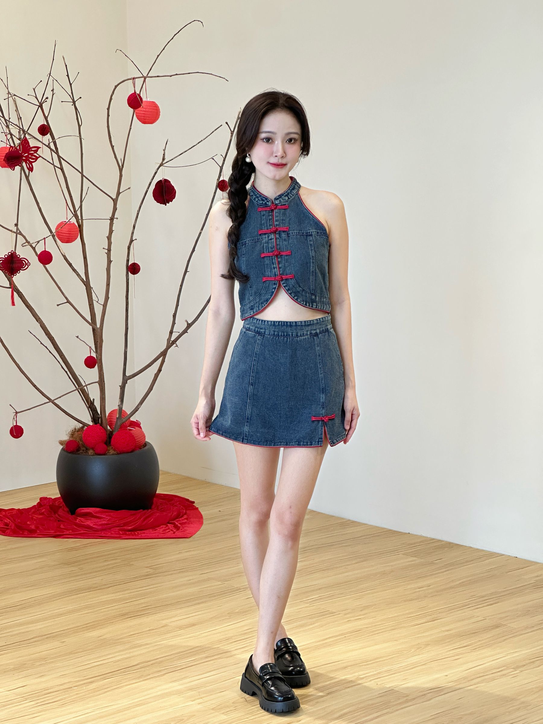 Jenelle Denim mandarin set - 2 colors – Room Of Jae