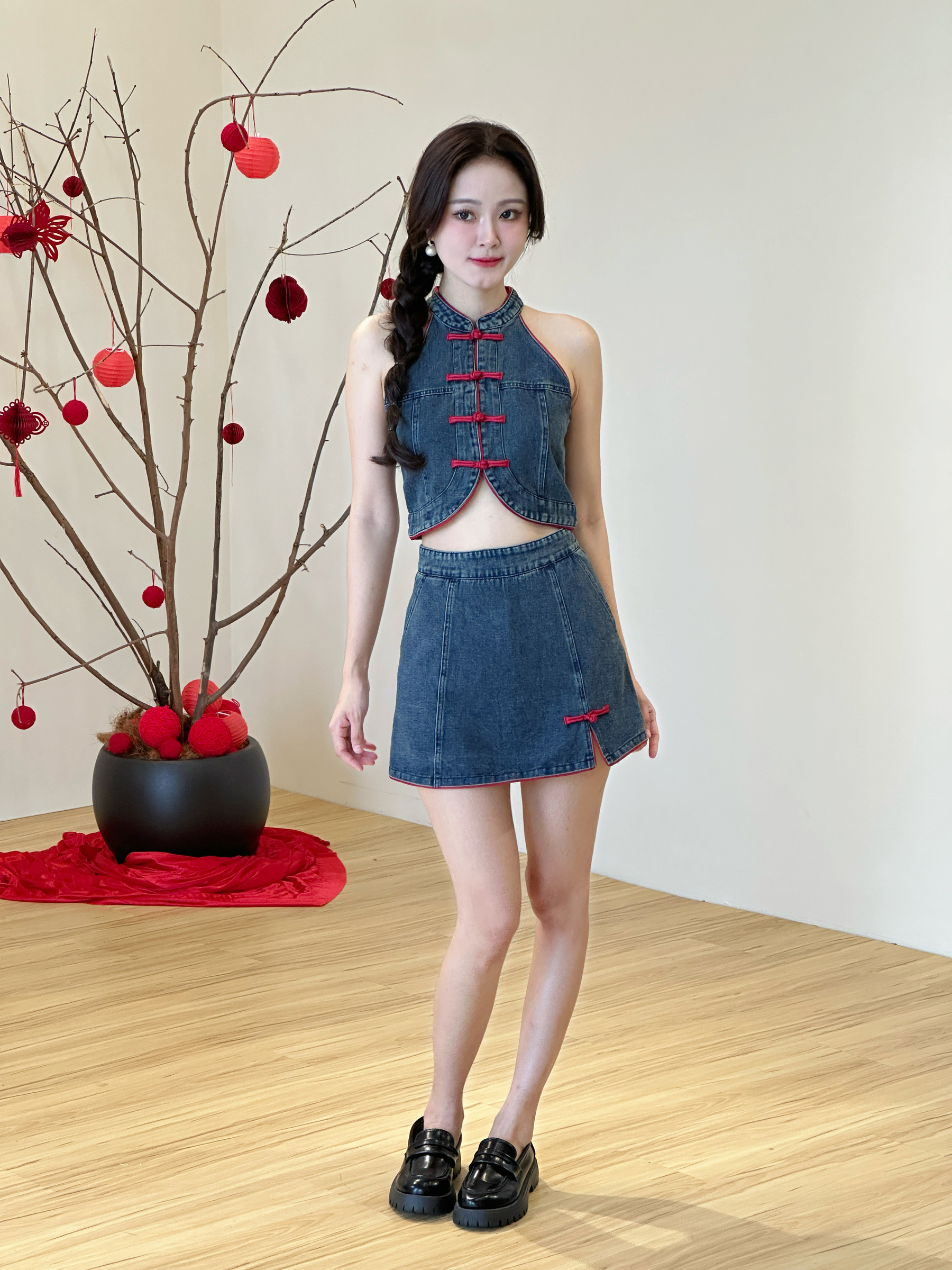 Jenelle Denim mandarin set - 2 colors – Room Of Jae