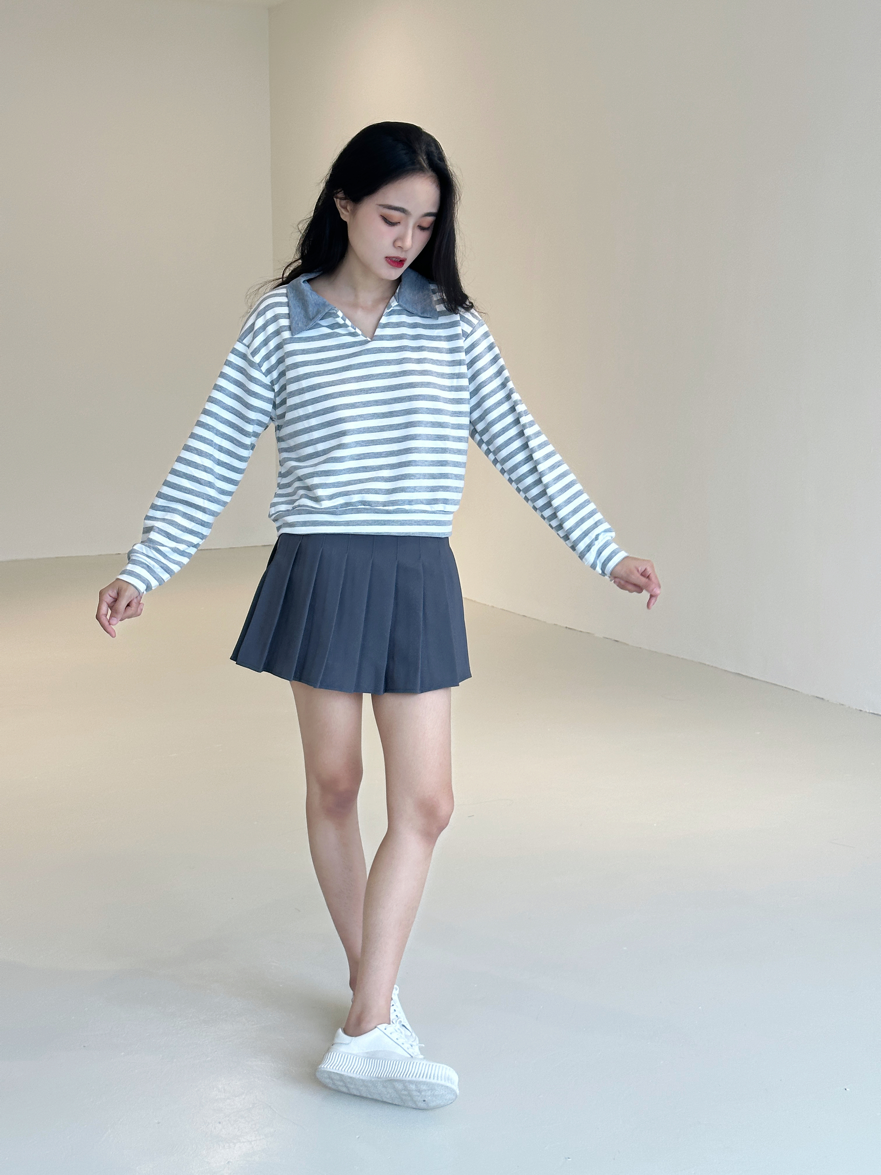 pleated mini skirt - grey pleated mini skirt - grey