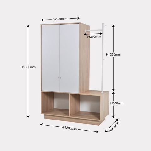 Elmo Wardrobe with Open Shelves and Hanging Rod (W2012) – PerabotKINI
