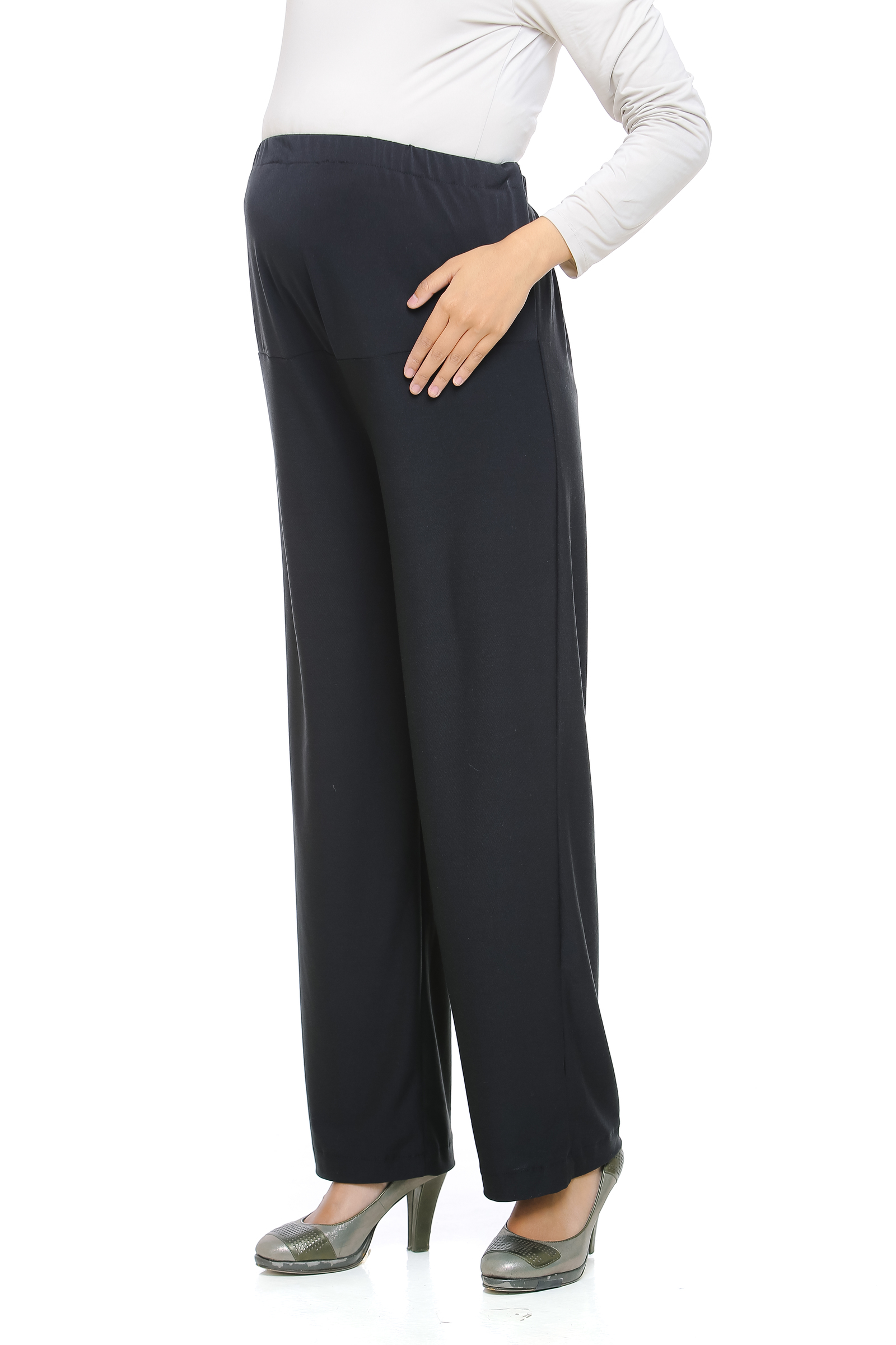 Cotton Stretch Maternity Pants In Black Amani Essentials Nursing