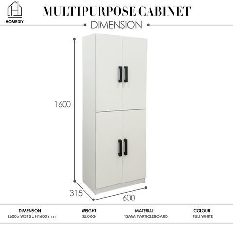 Home DIY 988000008 4 Door Multipurpose Cabinet Dimension