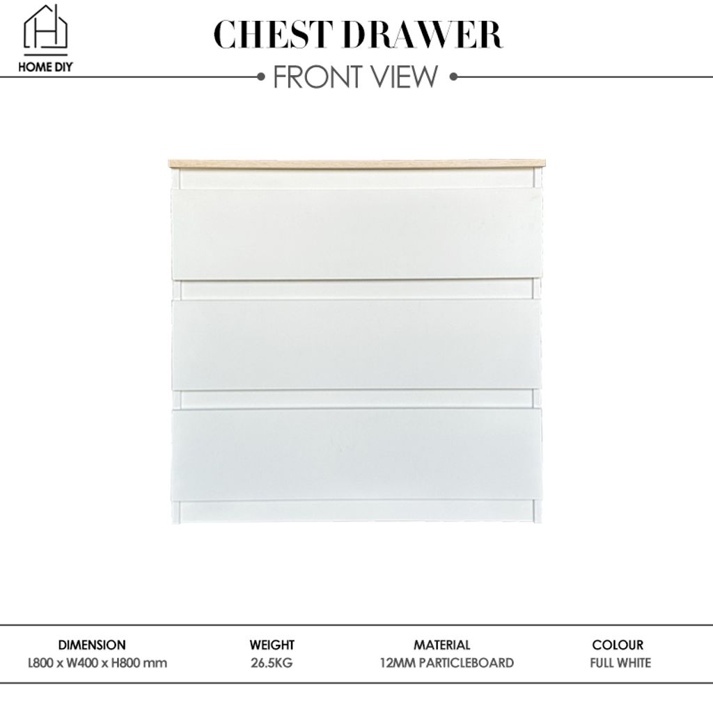 Home DIY CD988000005 3 Tiers Chest Drawer Front View