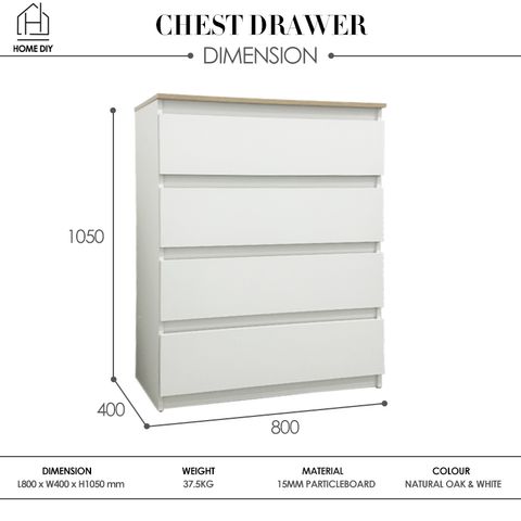 Home DIY 4 Tiers Chest Drawer 988000006 Dimension