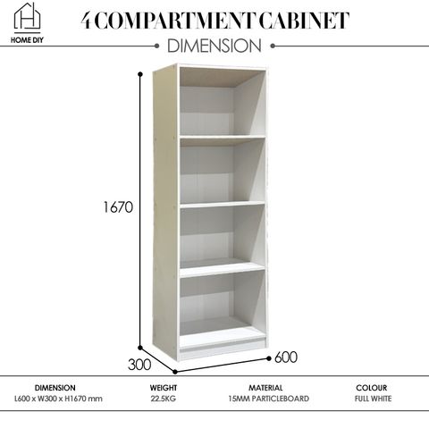 Home DIY 988000059 4 Compartment Cabinet Dimension