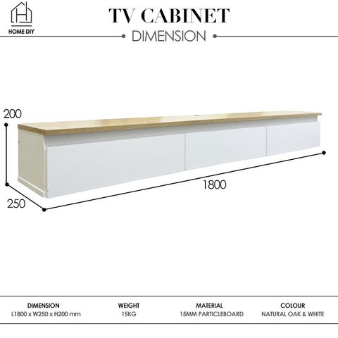 Home DIY 6FT Hanging TV Cabinet With 3 Door 988000071 Dimension