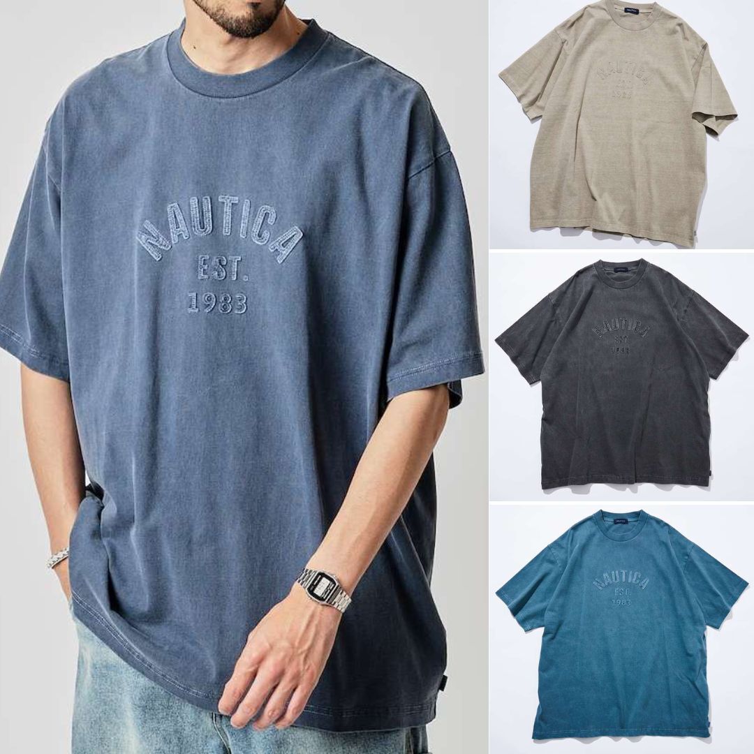 【NAUTICA】Pigment Dyed Felt Patch Arch Logo SS Tee NAUTICA ( JAPAN ) Pigment Dyed Felt Patch Arch Logo S/S Tee
