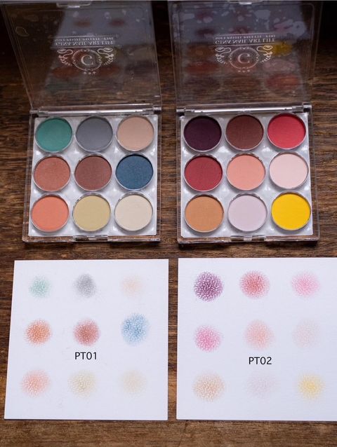 Gina美甲藝術粉彩盤9色（有兩款） PT01盤【9色】塵土大地 PT02盤【9色】玫瑰莊園