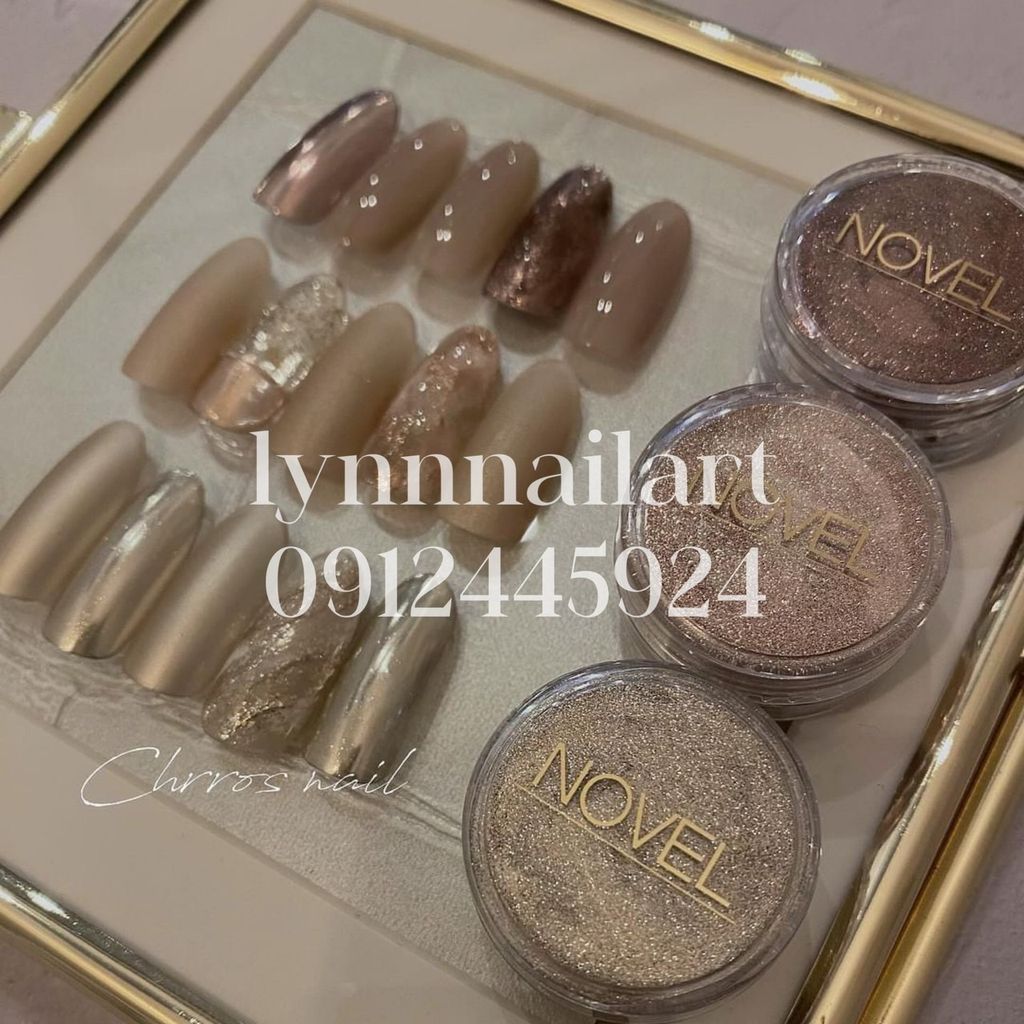Vernis chrom powder 10色SET NOVEL淺白金色系