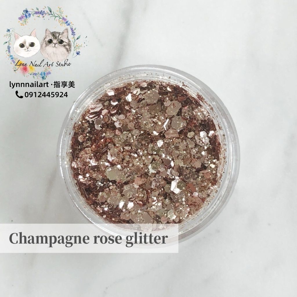 G128 Champagne rose glitter 3