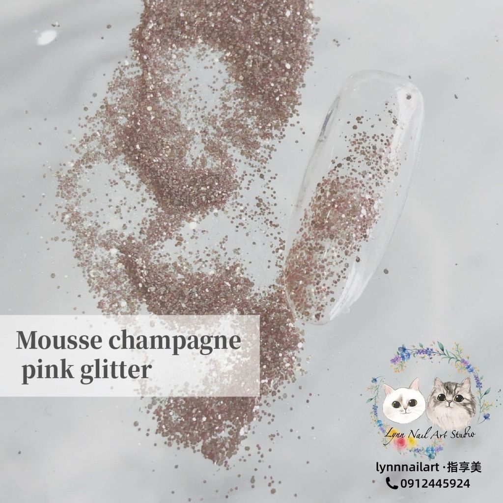 G130 Mousse champagne pink glitter 3
