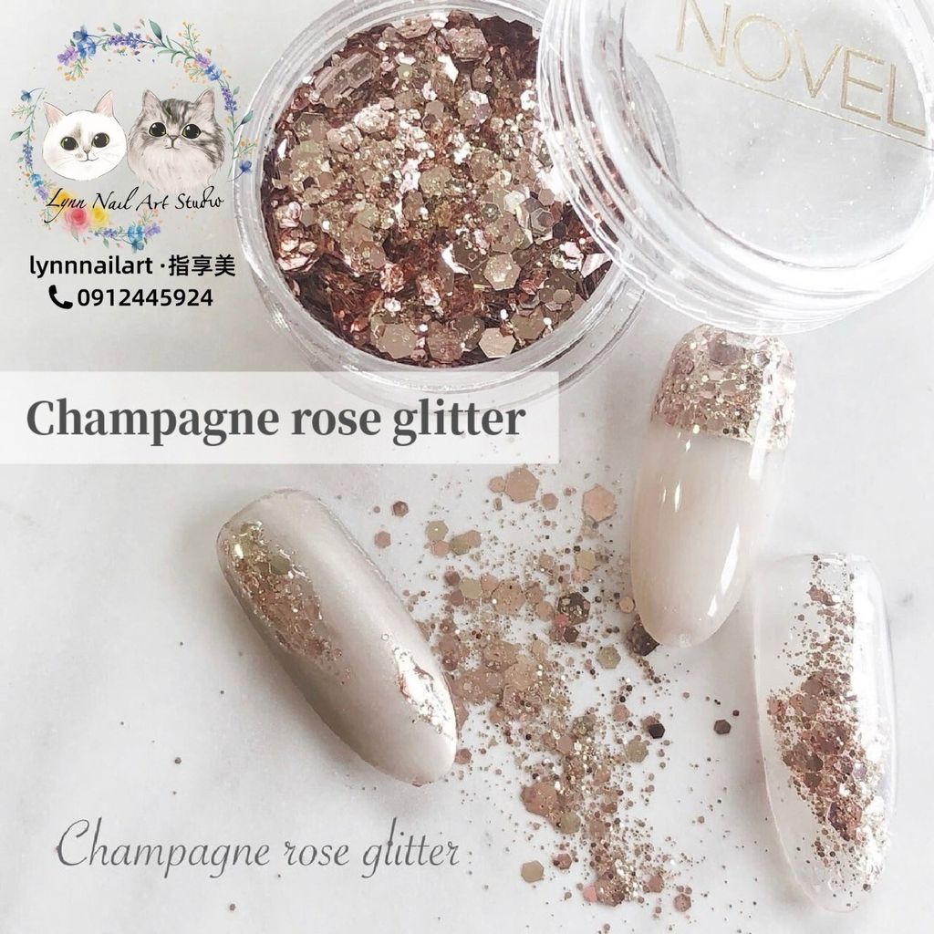 G128 Champagne rose glitter