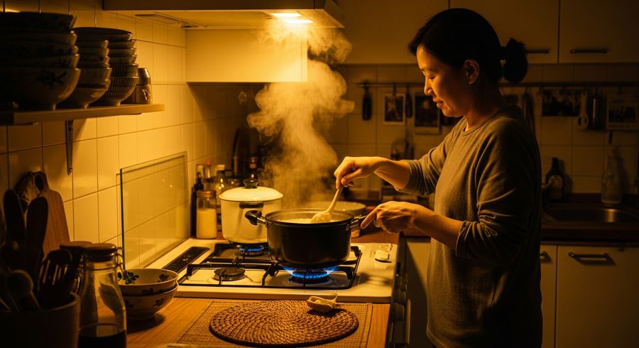 深夜的廚房，一個人學會煮爸媽的養生粥