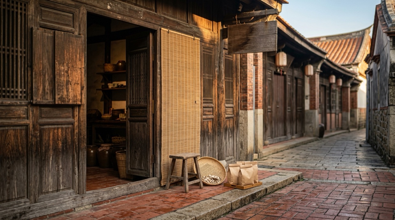 展榮商號店面門口/招牌,或三代同框的家庭合照,帶出「老店+傳承」的情感溫度