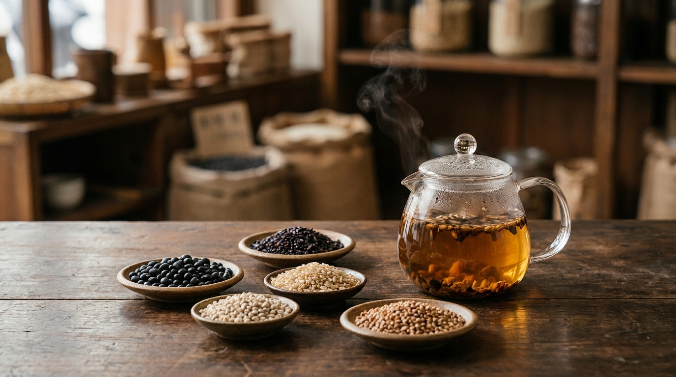 黑豆茶、黑米茶、玄米茶、紅豆茶、大麥茶、蕎麥茶怎麼選？成分、焙香、泡法與過敏原比較
