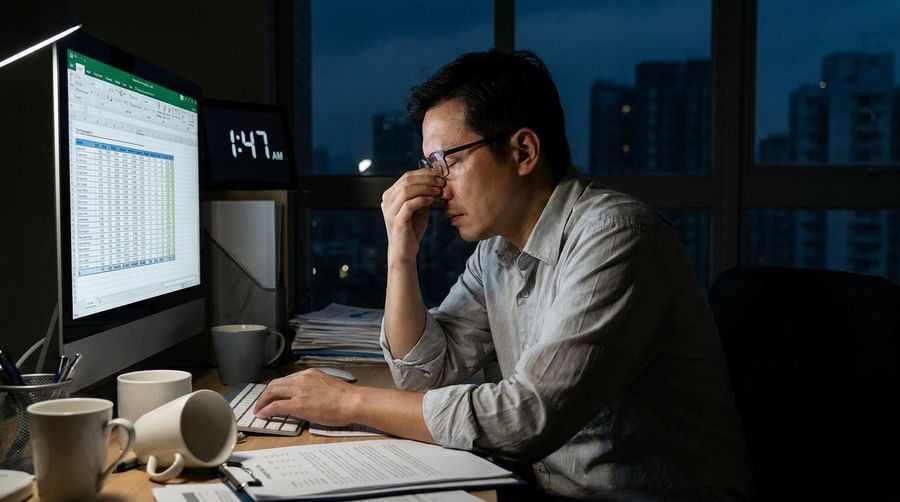 深夜加班，男人也會累到想哭