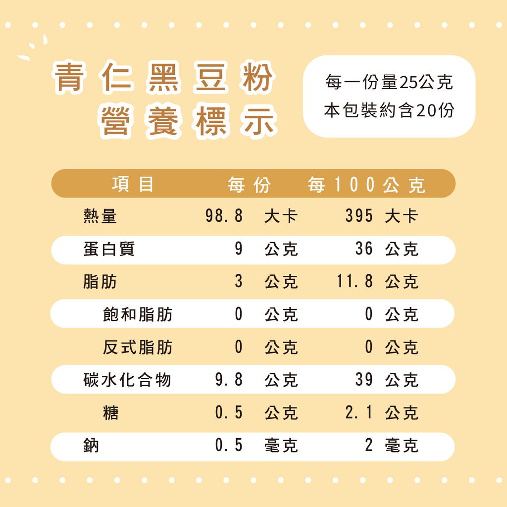 營養標示-黑豆粉