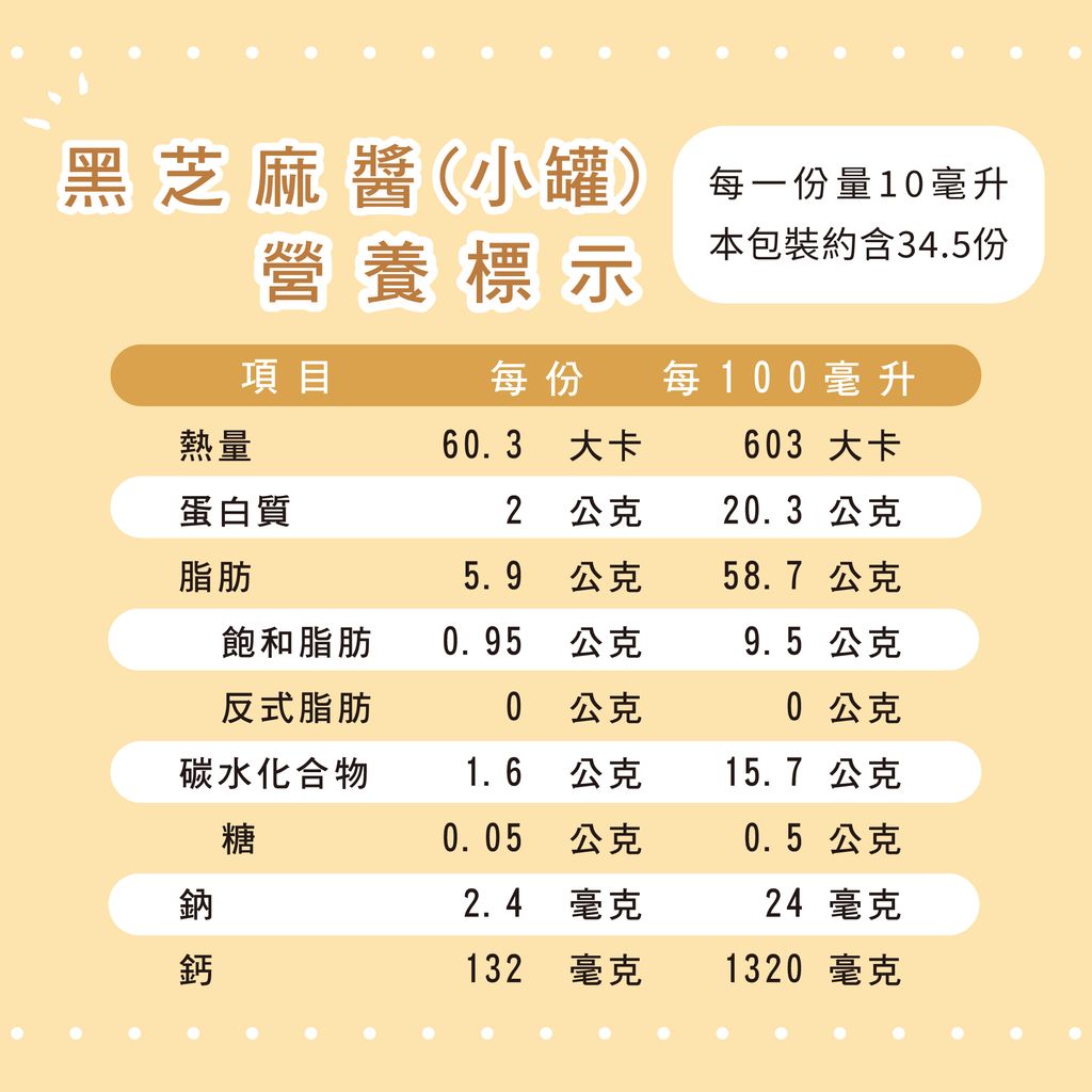 營養標示-黑芝麻醬-小