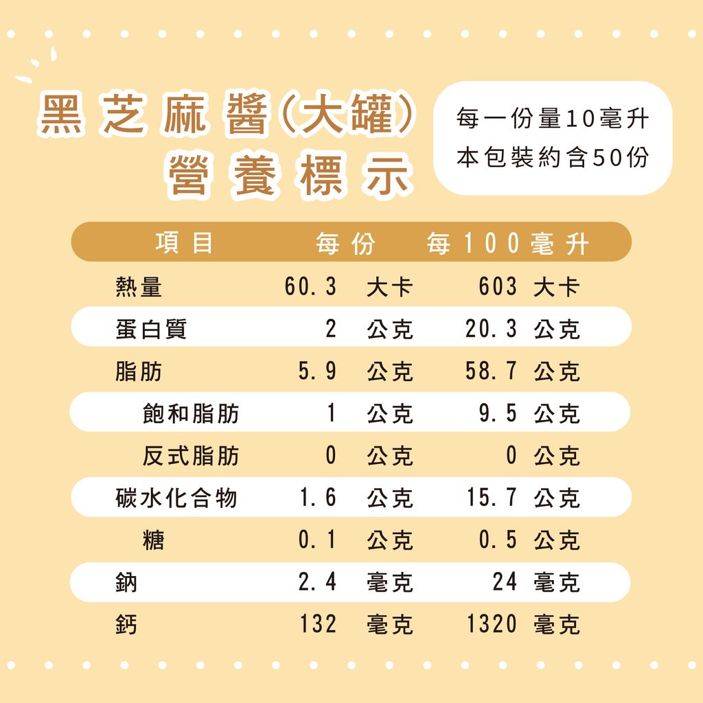 營養標示-黑芝麻醬-大