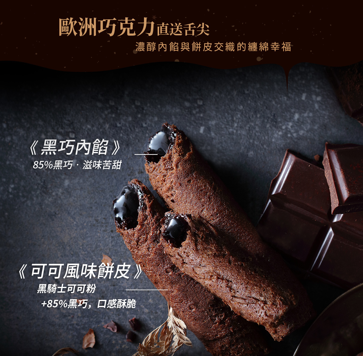 青鳥旅行醇黑真巧蛋捲的可可雙重奏！