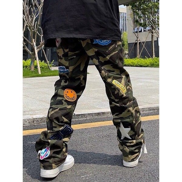 LINE_ALBUM_【RYO】高街 迷彩 街頭 嘻哈 休閒 刺繡 愛心 笑臉 寬鬆 直筒 工裝褲 長褲_230412_8