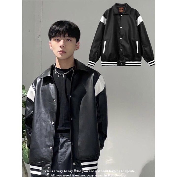 LINE_ALBUM_【RYO】韓國 🇰🇷 槍背帶 翻領 機車皮衣 皮革 皮衣 寬鬆 棒球外套_230601_8