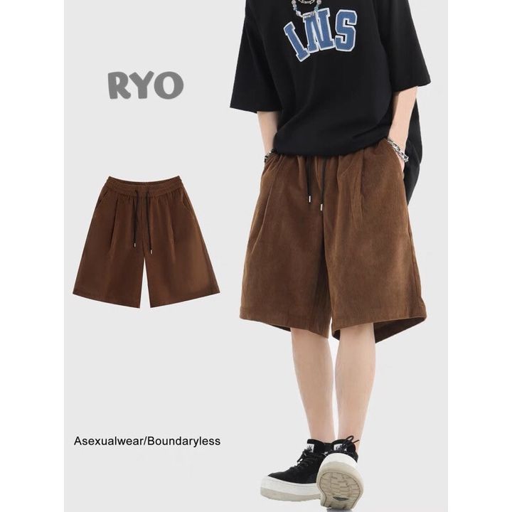 LINE_ALBUM_【RYO】美式 燈芯絨 簡約 純色 百搭 寬鬆 休閒 五分褲 短褲_230601_11