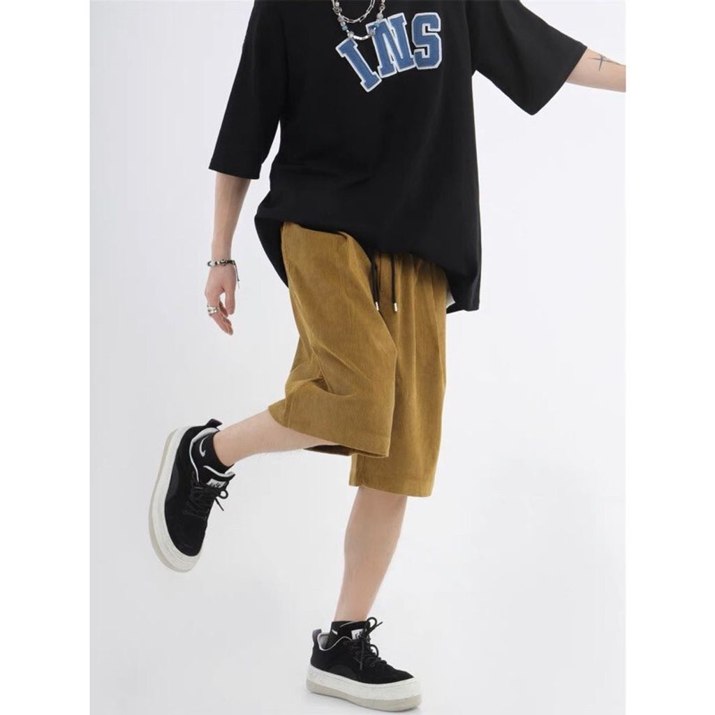 LINE_ALBUM_【RYO】美式 燈芯絨 簡約 純色 百搭 寬鬆 休閒 五分褲 短褲_230601_9