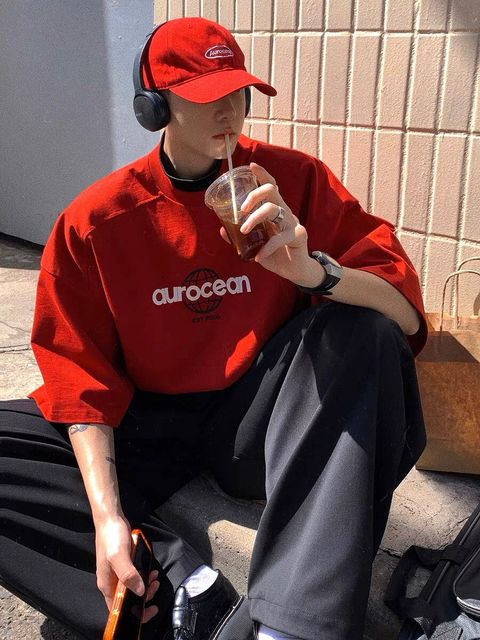 LINE_ALBUM_【RYO】美式 紅色 重磅 純棉 復古 寬鬆 五分袖 短袖_230601_18