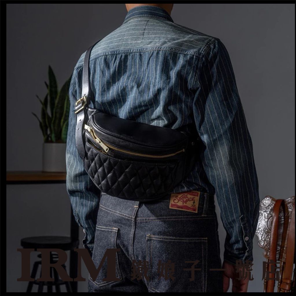 菱格植鞣真皮牛皮腰包_05