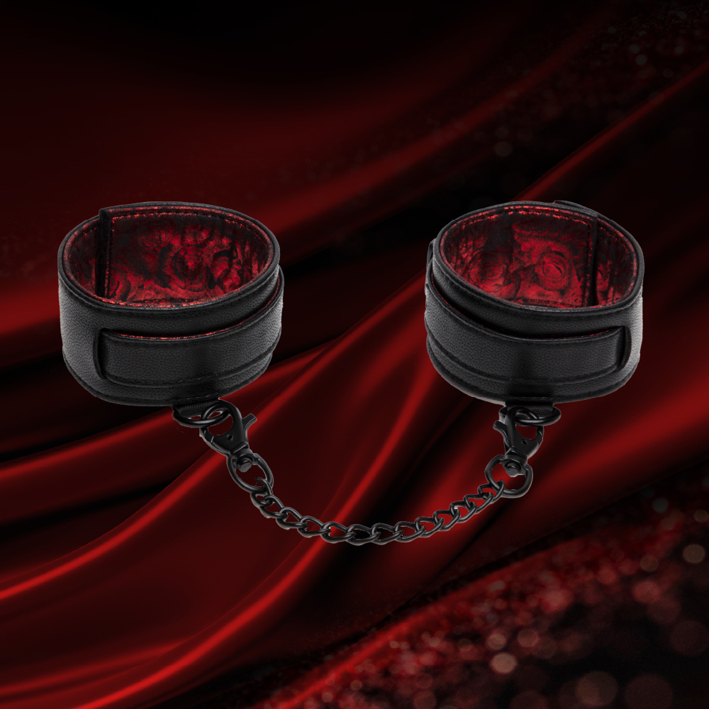 黑紅玫瑰腳踝束縛帶-AD-8