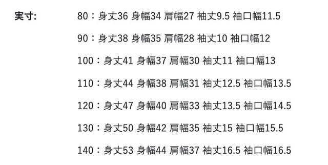 尺寸表