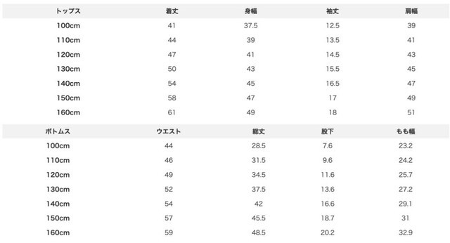 尺寸表