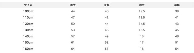 尺寸表
