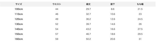 尺寸表