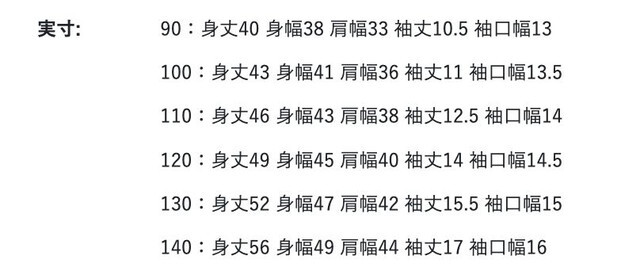 尺寸表