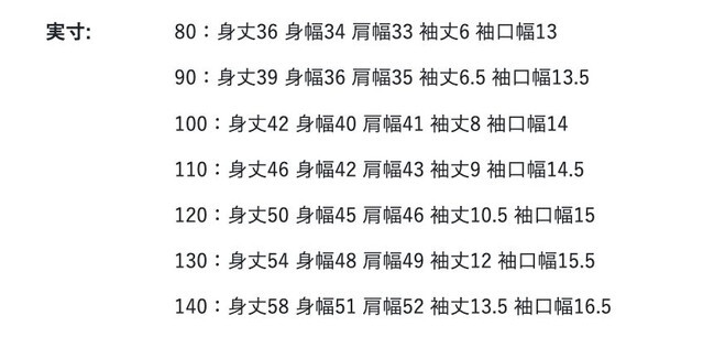 尺寸表