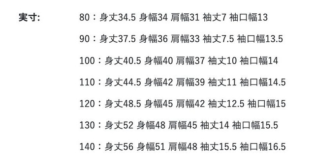 尺寸表