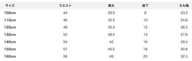 尺寸表
