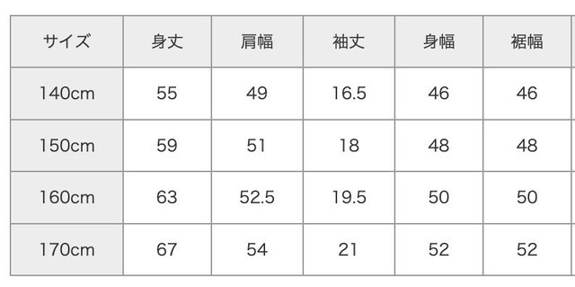 尺寸表