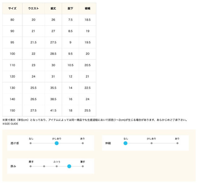 尺寸表
